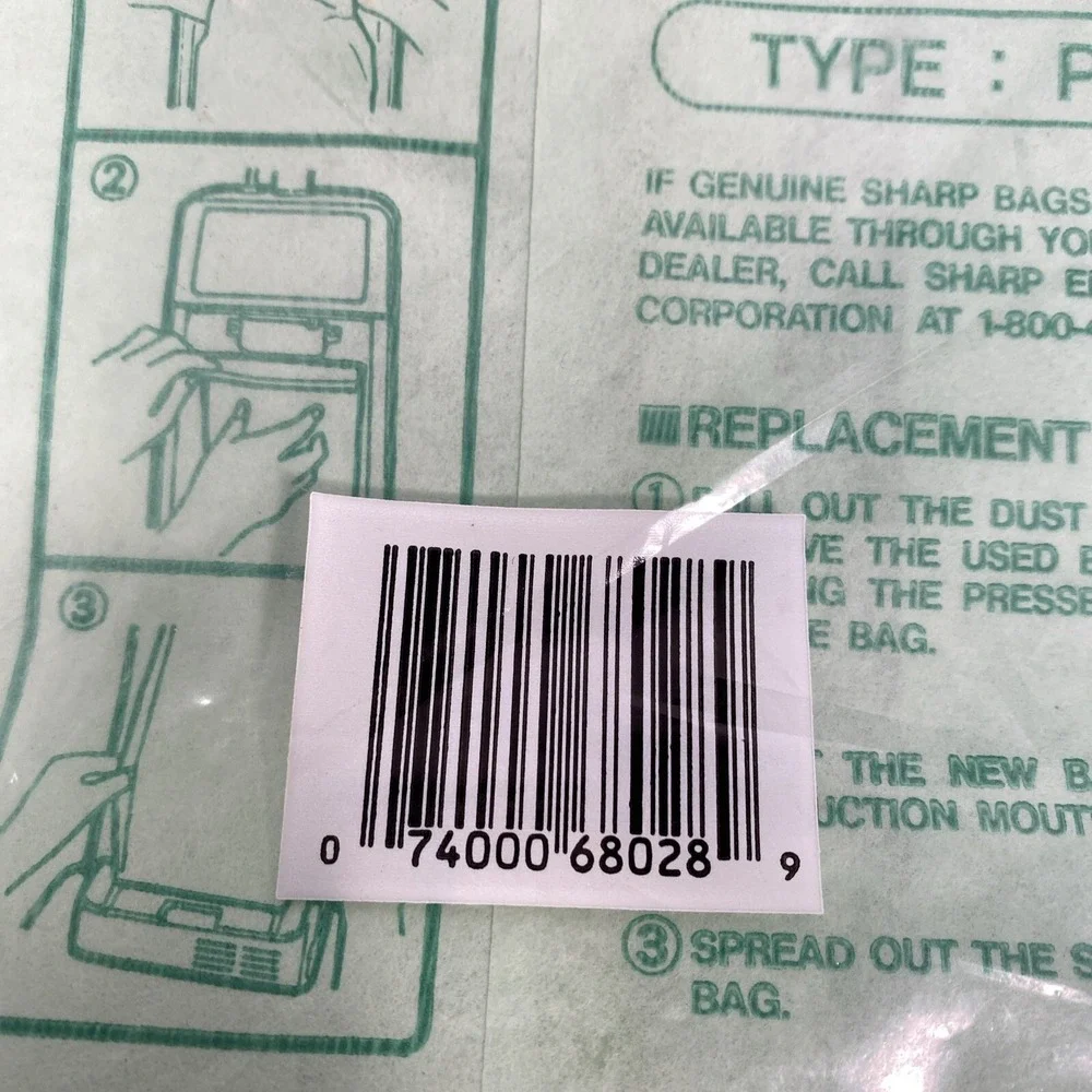 Sharp Vacuum Bag Pu-1 Upright Pack Of 3 New